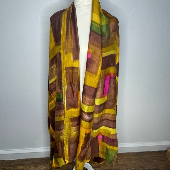 Oversized Colorblock Wrap/ Shawl Boho Art to Wear‎ OS - Picture 4 of 12